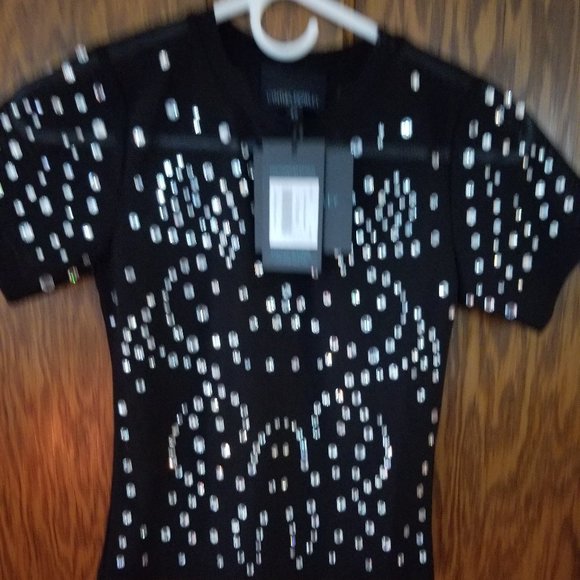 Cynthia Rowley black rhinestone  top size  XS - Picture 3 of 7
